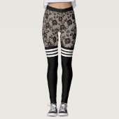 Leggings Faux Roses Noirs Dentelle Pêche Sur Les Chaussette (Devant)
