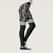 Leggings Faux Roses Noirs Dentelle Pêche Sur Les Chaussette (Droite)