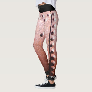 Leggings Faux Rustic Rusty Metal avec un nom sur Ankle