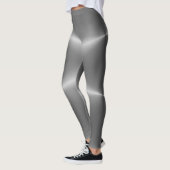 Leggings Faux Silver Nom du texte personnalisable tendance (Gauche)