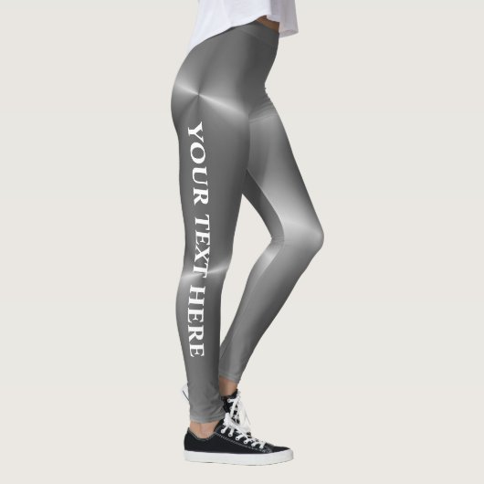 Leggings Faux Silver Nom du texte personnalisable tendance (Droite)