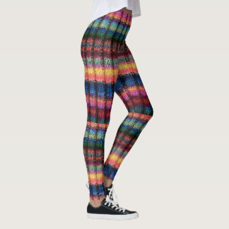 Leggings Faux Sweater - bandes multicolores