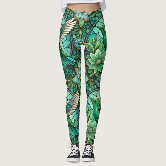 Leggings featuring a stained-glass style design (Devant)