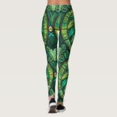Leggings featuring a vibrant green tropical leaf  (Achterkant)