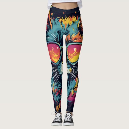 Leggings Feline Geek rétro chic (Devant)