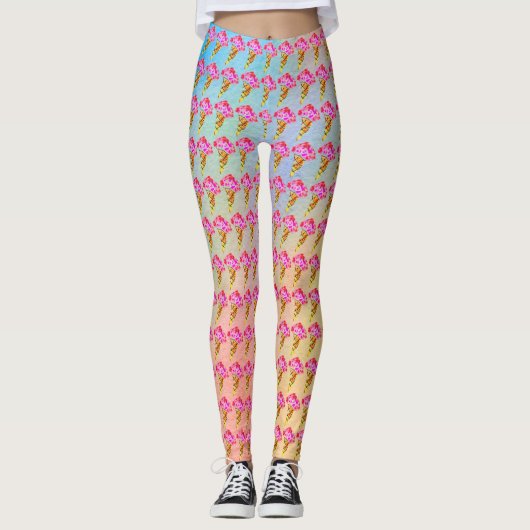 Leggings féminine de cônes de crème glacée (Devant)