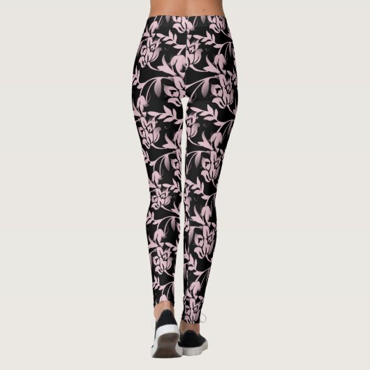 Leggings féminins, créatrice de fleurs rose/noir (Dos)