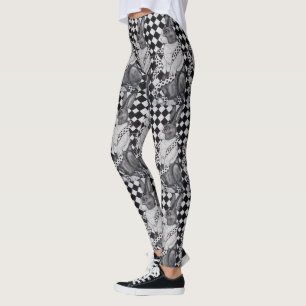 Leggings féminins noirs blancs hollandais noirs i
