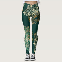 Leggings femme avec magnolia d'or