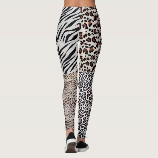 Leggings Femme Poster de animal de Leopard Zebra (Dos)