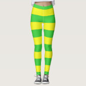 Leggings Femmes à Grilles Vertes Et Jaunes (Devant)