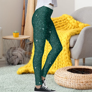 Leggings Femmes amusantes blanc vert bleu rayé scintillemen