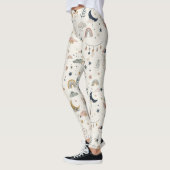 Leggings Femmes Célestes Boho| Lune Étoiles Neutres (Gauche)