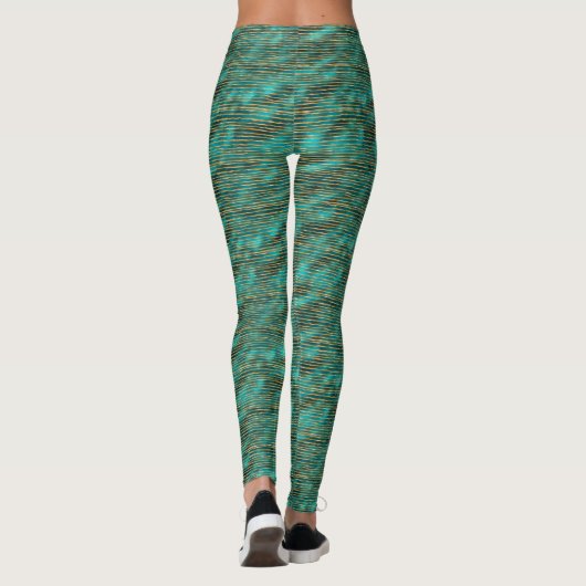 Leggings Femmes d'Leggings - Blue And Gold Pattern (Dos)