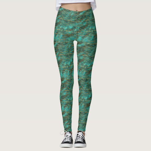Leggings Femmes d'Leggings - Blue And Gold Pattern (Devant)