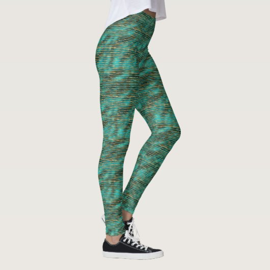 Leggings Femmes d'Leggings - Blue And Gold Pattern (Droite)
