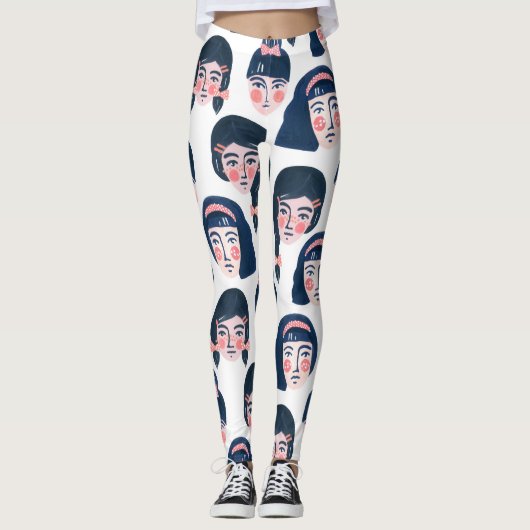 Leggings Femmes fantasques : Dessin sur le visage (Devant)