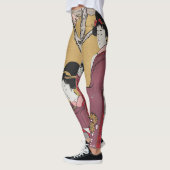 Leggings Femmes japonaises vintages et fleurs de cerisiers (Gauche)