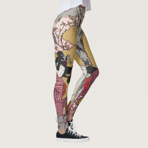 Leggings Femmes japonaises vintages et fleurs de cerisiers