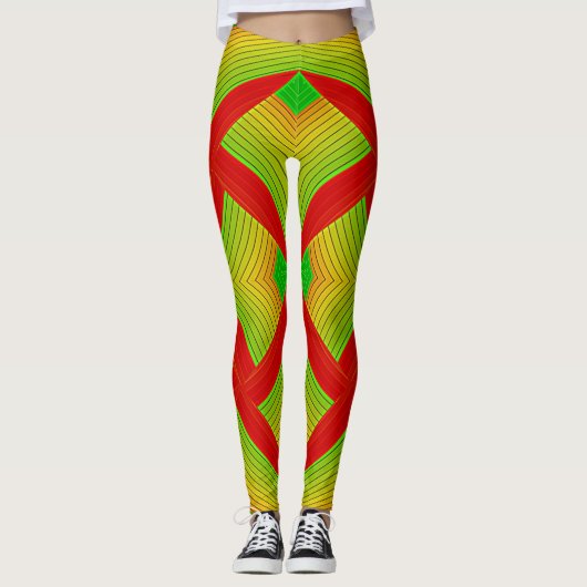Leggings femmes vertes/rouges (Devant)