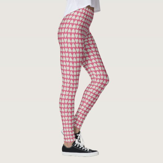 Leggings Fer Coeur Crochet Artisanat Blanc + Rose (Droite)