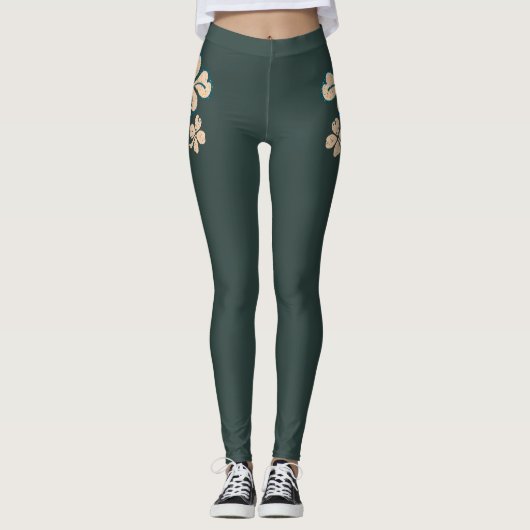 Leggings Fermoir Shamrock Lucky Vert Saint Patrick`s Day (Devant)
