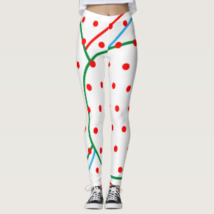 Leggings Festif Géométrique Rouge Vert Bleu