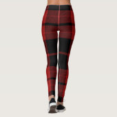 Leggings Festif Noël Fête Rouge Tartan Plaid Imprimer (Dos)