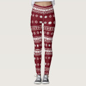 Leggings Festif Noël moche pull motif carrelé (Devant)