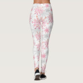 Leggings Festif Noël rose grise flocons motif (Dos)