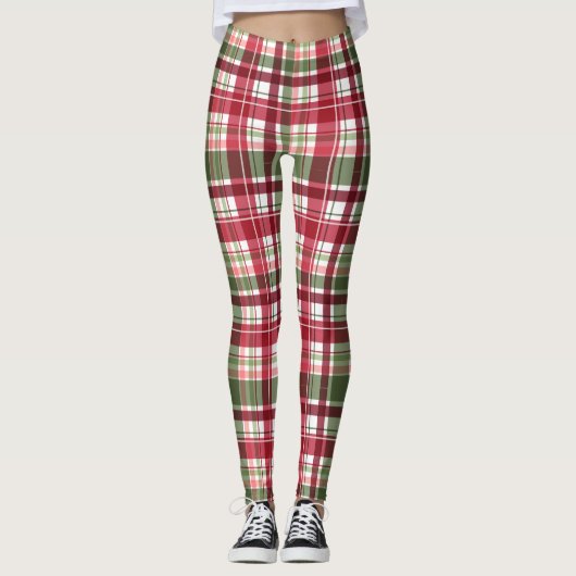 Leggings Festif Noël Vacances plaid (Devant)