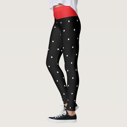 Leggings Festif Pois blancs noirs rouges (Gauche)