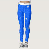 Leggings Festif Snowflakes traditionnels sur BLEU CLAIR (Devant)