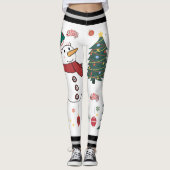 Leggings Festif Snowman & Noël Tree Motif Holiday (Devant)