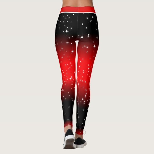 Leggings Festif Snowman sur Black and Red Starry (Dos)