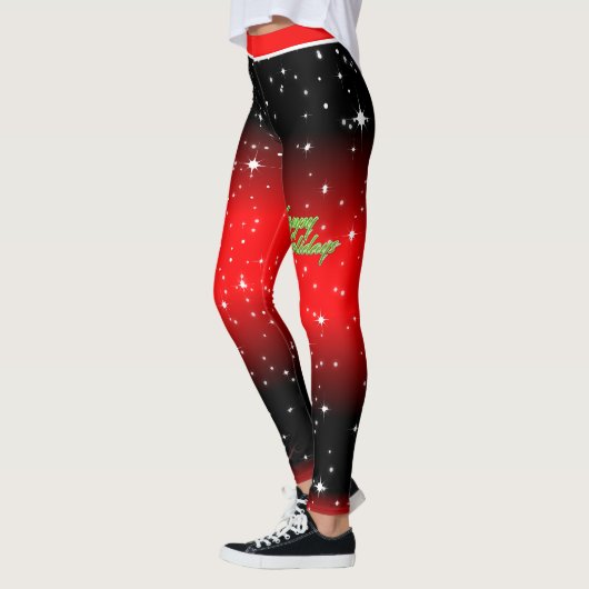 Leggings Festif Snowman sur Black and Red Starry (Gauche)