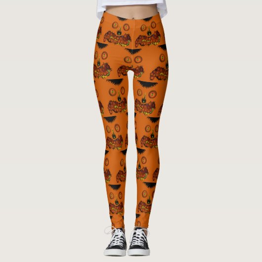 Leggings Festival du Citrouille d'Halloween Jack O'Lantern  (Devant)