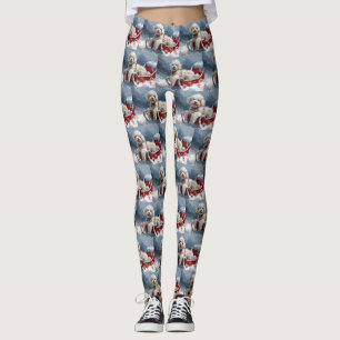 Leggings Festive de Noël du chien de caniche