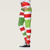 Leggings Festive Happy Holidays Text With Ribbons and Snow (Gauche)