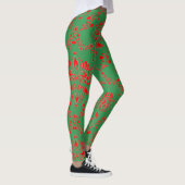 Leggings Festive Holiday Green et Red Damask (Droite)