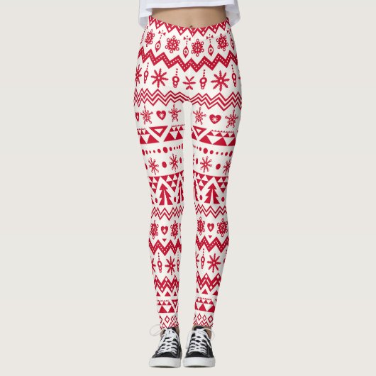 Leggings Festive Noël sans couture motif. (Devant)