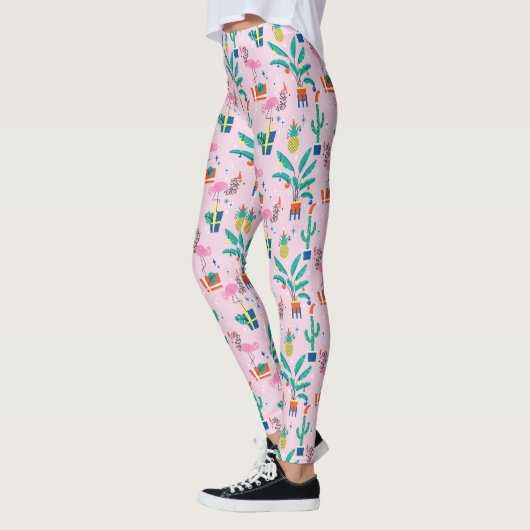 Leggings Festive Tropical Noël Motif (Gauche)
