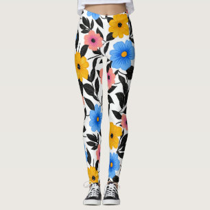 Leggings Fête colorée des fleurs et des Feuilles