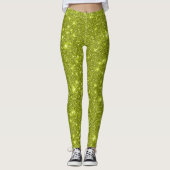 Leggings Fête de Glittération Jaune Lime Moderne (Devant)
