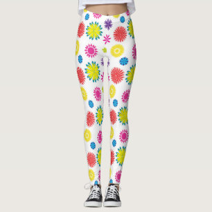 Leggings Fête de Jardin Fleurs Amusantes Colorées
