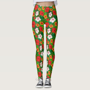 Leggings Fête de l'Hibiscus tropical hawaïen coloré