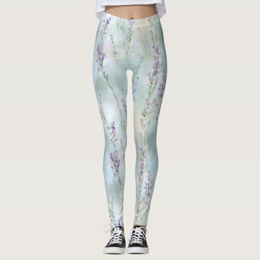 Leggings Fête de mariage Fleurs Violettes Jolis Romantiques (Devant)