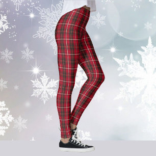 Leggings Fête de Noël de Tartan Yoga Plaid Rouge