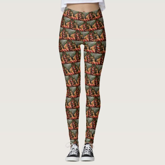 Leggings Fête de Noël du berger allemand Chien (Devant)