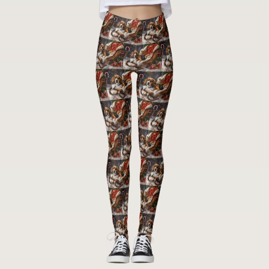 Leggings Fête de Noël du chien beagle (Devant)